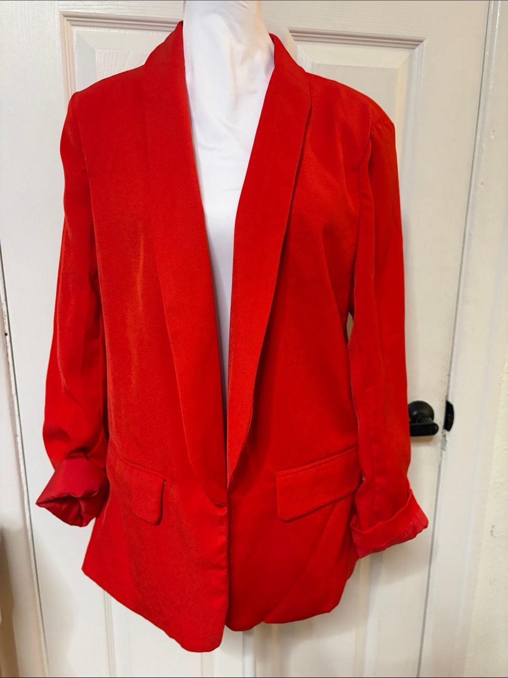 Two SHEIN Bold jackets Red Open-Front Blazer and yellow